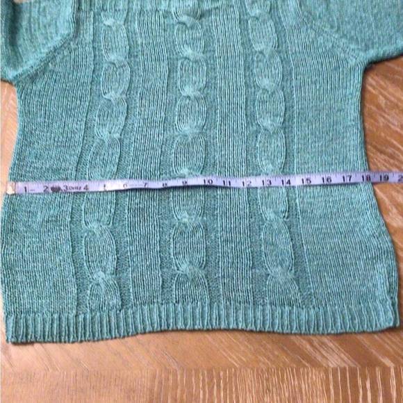 Norton Studio Womens Teal Cable Knit Pullover Sweater Size Small - Picture 6 of 9